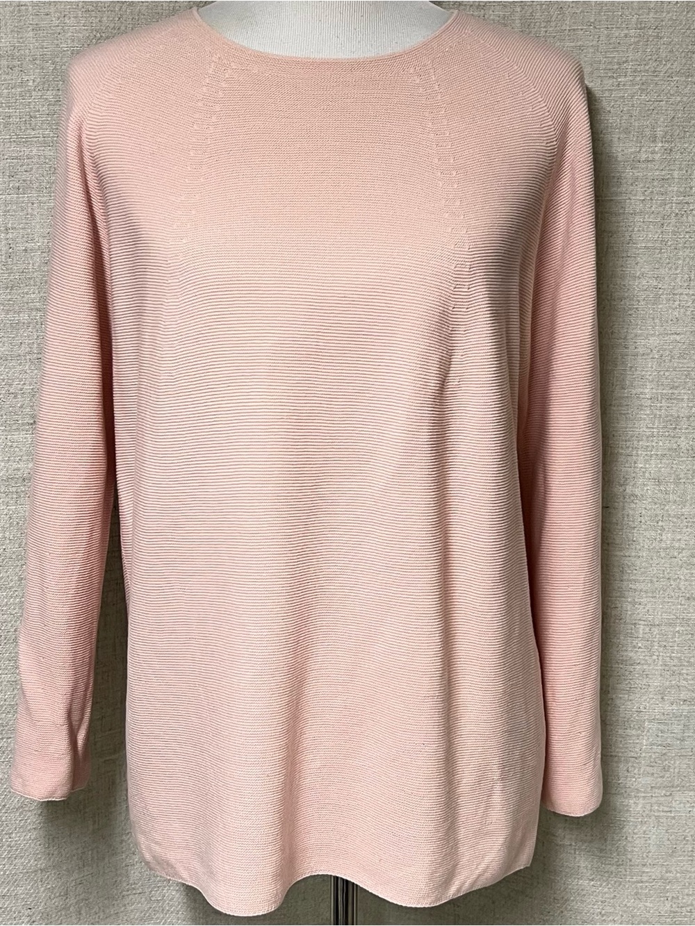 Light Pink Ribbed Knit Long Sleeve Top